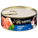 Корм влажный Savory с курицей и кроликом для щенков всех пород 100г