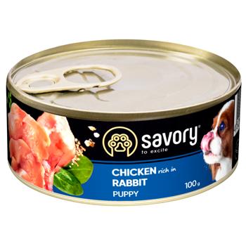 Корм влажный Savory с курицей и кроликом для щенков всех пород 100г - купить, цены на MasterZoo - фото 1