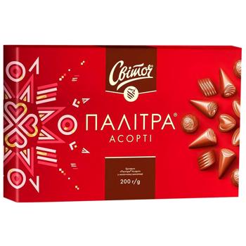 Цукерки СВІТОЧ® Палітра Асорті у молочному шоколаді 200г - купити, ціни на Чудо Маркет - фото 1