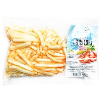 Сыр Квітень Сулугуни мягкий со вкусом креветки 45% 100г - купить, цены на Чудо Маркет - фото 1