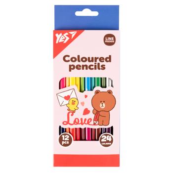 Олівці кольорові двосторонні Yes Line Friends Choco Love 24 кольори 12шт - купити, ціни на NOVUS - фото 1