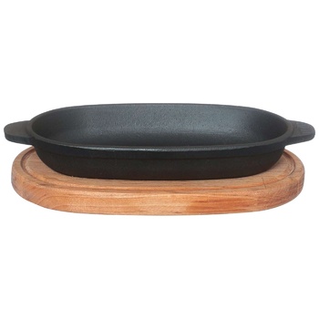 Brizoll Oval Cast Iron Frying Pan with Board 18х10х2.5cm - buy, prices for Vostorg - photo 2