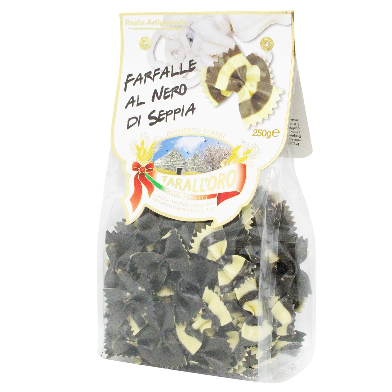 

Макароны Tarall`oro Farfalle с чернилами каракатицы 250г