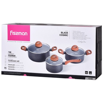 Fissman Black Cosmic Cookware Set 6 items - buy, prices for Vostorg - photo 1