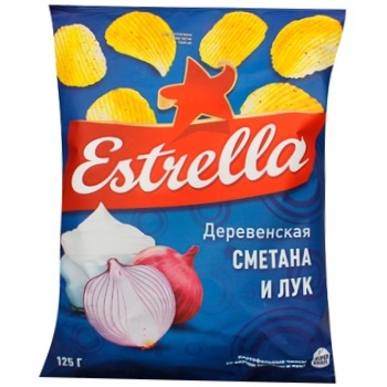 Чипсы Estrella со вкусом сметаны и лука 125г - купить, цены на КОСМОС - фото 1