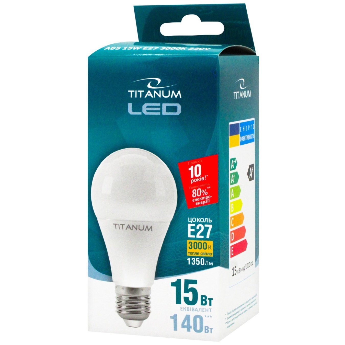 

Лампа Titanum LED A65 15W E27 3000K 220V