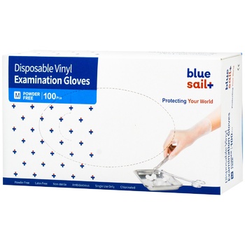 Blue Sail  Disposable Examination Gloves Vinyl Powder-free Nnon-sterile size M 100pcs - buy, prices for METRO - photo 1