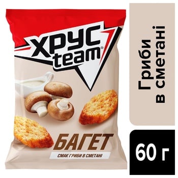 Сухарики Хрусteam Багет со вкусом грибов в сметане 60г - купить, цены на Auchan - фото 2