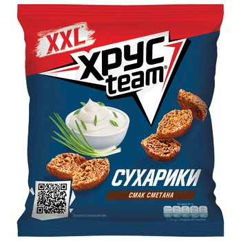 Khrusteam Sour Cream Flavored Wheat-Rye Crackers 150g - buy, prices for Auchan - photo 1