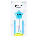 Набір свічок Party Candles Серце-Зірка для торту 4шт рожеві-блакитні