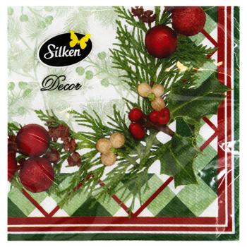 Серветки столові Silken Новорічна серветка 2-шарові 33*33см 12шт - купити, ціни на - фото 2
