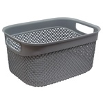 Drop Rectangular Gray Metallic Basket 6.6l