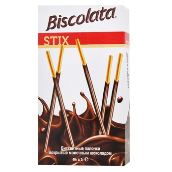 Соломка Biscolata Stix в молочном шоколаде 40г - купить, цены на ULTRAMARKET - фото 1