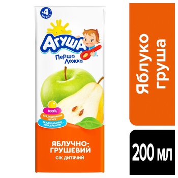 Сік Агуша Яблуко-Груша освітлений для дітей від 4 місяців 200г - купити, ціни на NOVUS - фото 3