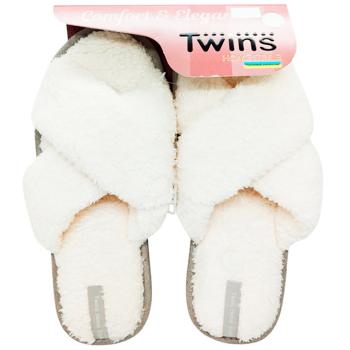 Тапочки женские Twins 14161 HS-VL махровые молочные р.40