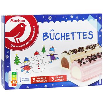 Десерт Auchan ванільно-шоколадний та полунично-ванільний заморожений 352г - купити, ціни на - фото 3