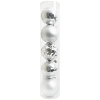 Actuel Set of Silver Christmas Balls 8cm 5pcs - buy, prices for Auchan - photo 1