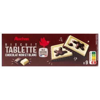 Печенье Auchan с белым и черным шоколадом 115г - купить, цены на Auchan - фото 1