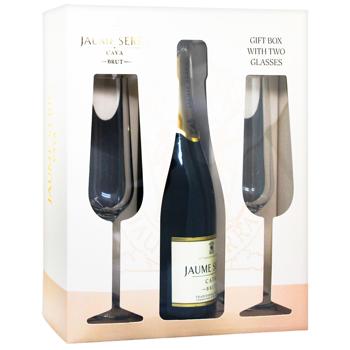 Вино игристое Jaume Serra Cava Brut белое брют 0,75л + 2 бокала - купить, цены на КОСМОС - фото 2