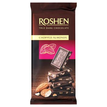 Шоколад чорний Roshen з підсоленим подрібненим мигдалем 85г