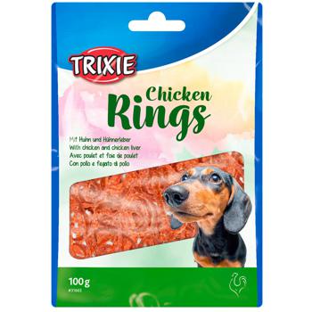 Ласощі Trixie Chicken Rings Кільця жувальні для собак з куркою 100г - купити, ціни на MasterZoo - фото 1