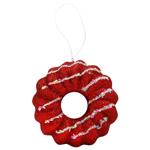 Прикраса Пончик червоний з бісерною стрічкою