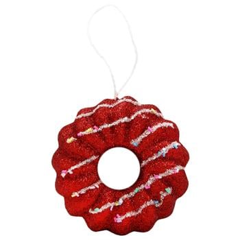Украшение Пончик красный с бисерной лентой - купить, цены на МегаМаркет - фото 1
