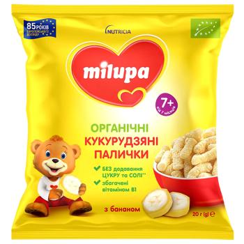 Палочки кукурузные Milupa с бананом от 7 месяцев 20г - купить, цены на КОСМОС - фото 1