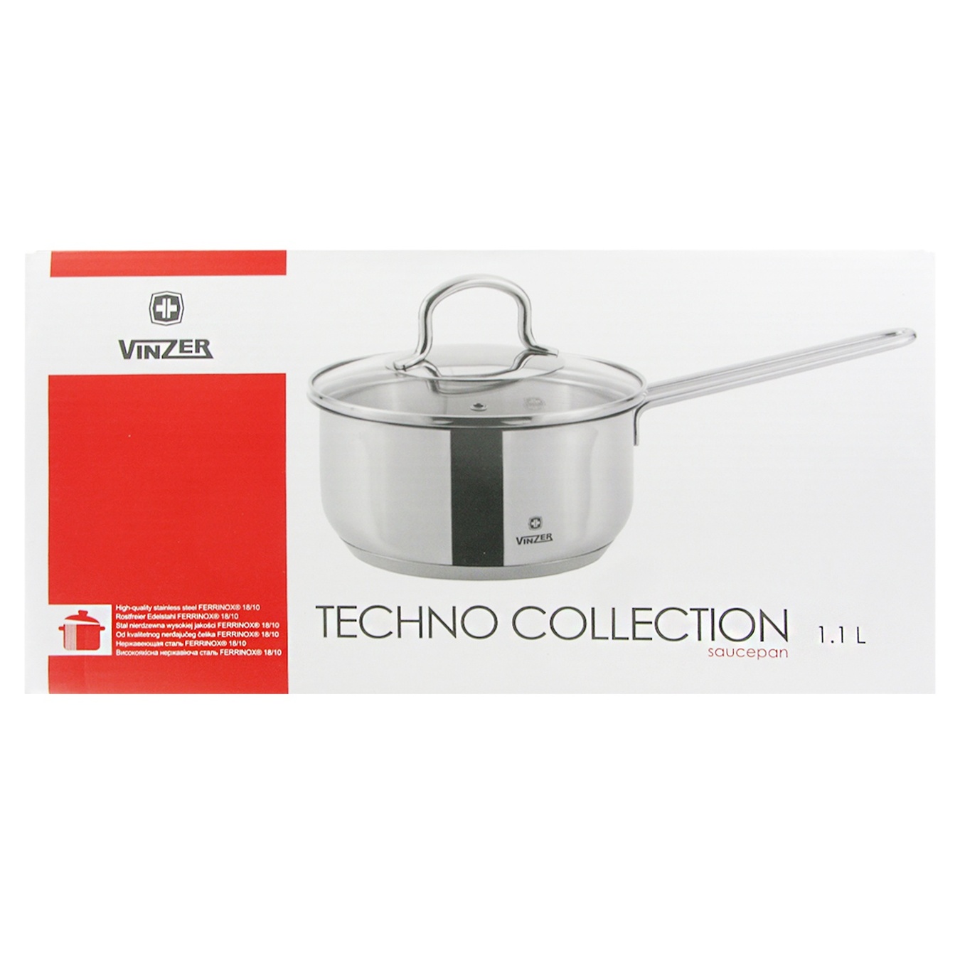 

Ковш Vinzer Progresso Series с крышкой 14х7,5см 1,1л