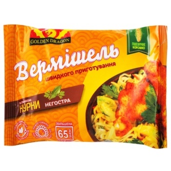 Вермишель Golden Dragon со вкусом курицы неострая 65г - купить, цены на Идеал - фото 1