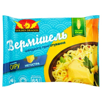 Вермишель Golden Dragon со вкусом cыра неострая 65г - купить, цены на Идеал - фото 1