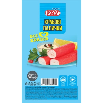 Крабові палички VICI імітація з сурімі охолоджені 240г - купити, ціни на Таврія В - фото 1