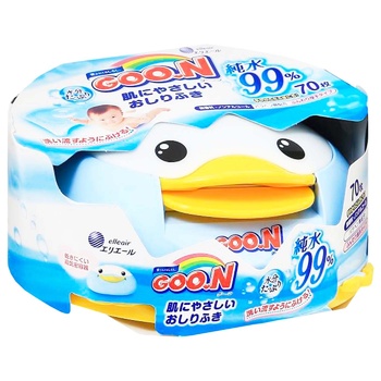 Goo.N Wet Wipes in Plastic Box Penguin With Secret Lock For Sensitive Skin 70pcs - buy, prices for NOVUS - photo 1