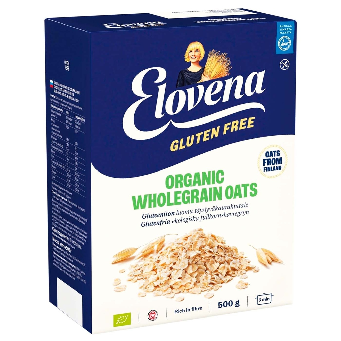 

Хлопья овсяные Elovena органические из цельного зерна 500г