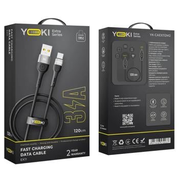 Yoki Extra Type-C Black Cable 3A 1.2m YK-EX11 - buy, prices for COSMOS - photo 1