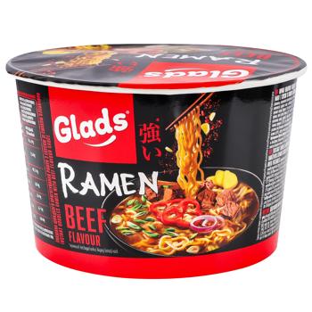 Лапша Glads быстрого приготовления с соусом рамен со вкусом говядины 105г - купить, цены на Таврия В - фото 1