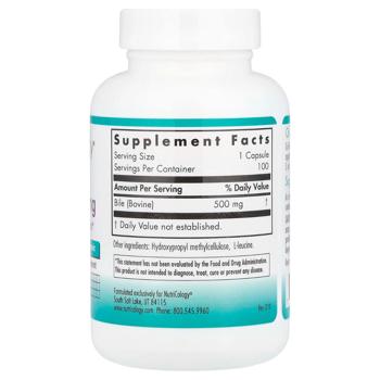 Екстракт бичачої жовчі (Ox Bile), Nutricology, 500 мг, 100 капсул - купити, ціни на Біотус - фото 2