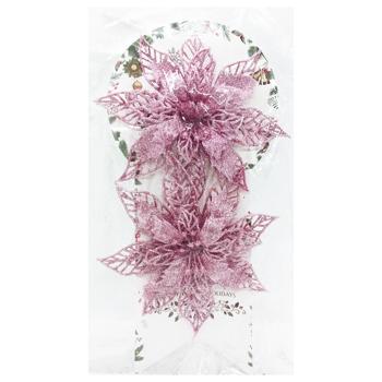 Украшение елочное Цветы розовые 2шт*15см - купить, цены на КОСМОС - фото 1