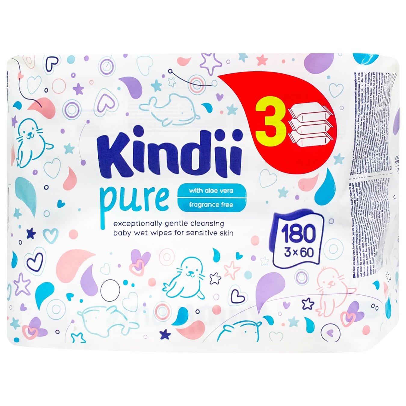 

Салфетки Kindii Pure влажные для младенцев и детей 3х60шт