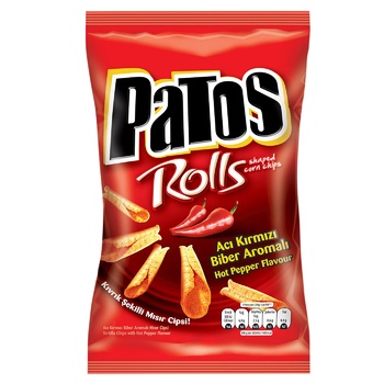 Patos Rolls Corn Chips with Taste of Hot Red Pepper 109g - buy, prices for NOVUS - photo 1