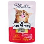Корм влажный Club 4 Paws Premium Selection Полоски с говядиной в крем-супе из брокколи для кошек 85г