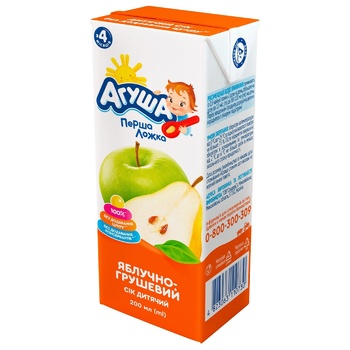 Agusha For Children From 4 Month Apple-Pear Juice 200ml - buy, prices for NOVUS - photo 1