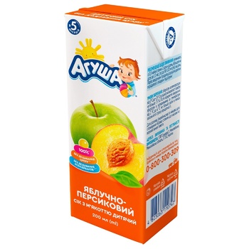 Agusha For Children From 5 Months Apple And Peach Juice 200ml - buy, prices for Auchan - photo 1