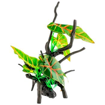 MasterZoo Driftwood with Large Leaves on Stone Aquarium Decoration 18x12x23cm - buy, prices for MasterZoo - photo 1