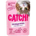 Корм вологий Catch! з куркою, яловичиною, качкою та овочами для котів 85г