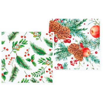 Silken Christmas Cones 2-Ply Table Napkins 33x33cm 12pcs