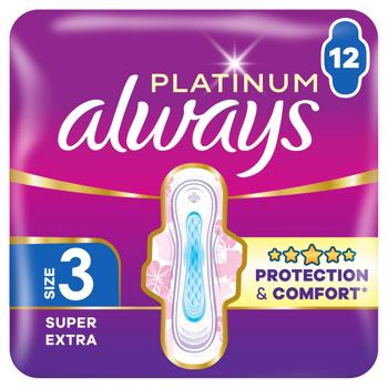Always Ultra Platinum Night Sanitary Pads 12pcs - buy, prices for ULTRAMARKET - photo 1