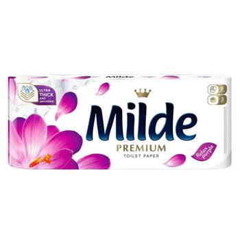Milde Premium Relax Purple 3-ply Toilet Paper 8pcs - buy, prices for COSMOS - photo 1