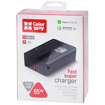 Зарядний пристрій ColorWay Power Delivery 2USB-A + 2USB TYPE-C 65W - купити, ціни на - фото 1