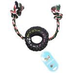 Игрушка для собак Шина с веревкой 32см